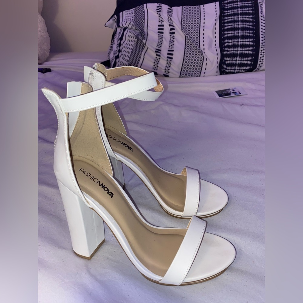 White fashion nova heels